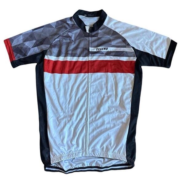 NWOT Men’s DKGEMN White Gray Short Sleeve Cycling Jersey Bib Shirt Size XXL - Picture 1 of 4